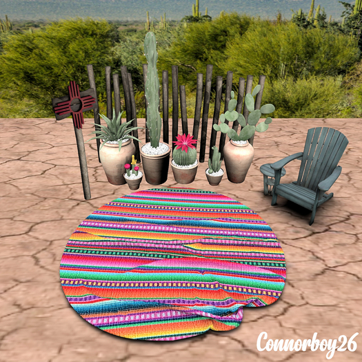 Second Life Marketplace CB26 MEXICAN HACIENDA AZTEC RUG ROUND 2
